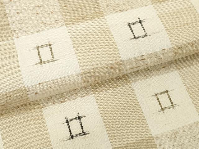 平和屋着物●極上　ぜんまい紬　反物　着尺　格子絣　証紙付き　逸品　未使用　DZAA12201kh6