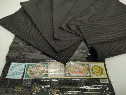 平和屋着物●極上　本場縞大島紬　反物　着尺　古代染色純泥染　大島紬美幸　証紙付き　逸品　未使用　DZAA12215kh6