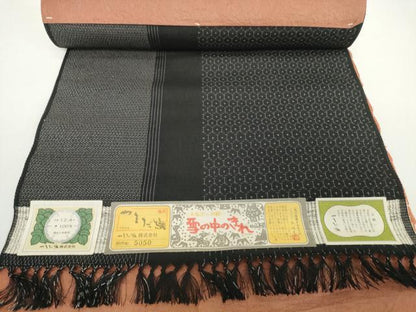 平和屋着物●極上　本塩沢　反物　着尺　やまだ織　雪の中のきれ　110亀甲　亀甲柄　柔原タツノ作　証紙付き　逸品　未使用　DZAA12222kh6
