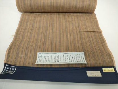 平和屋着物●極上　夏物　織物の名産　近江ちぢみ　麻　反物　着尺　間道　逸品　未使用　DZAA12226kh6