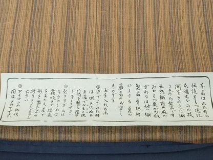 平和屋着物●極上　夏物　織物の名産　近江ちぢみ　麻　反物　着尺　間道　逸品　未使用　DZAA12226kh6