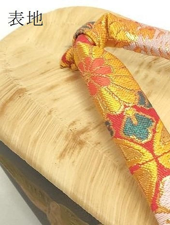 平和屋着物●極上　和装小物　ぽっくり下駄　こっぽり・おこぼ下駄　御所車　金蒔絵　飛鶴松　金糸　共箱付き　逸品　未使用 DZAA12244kh6