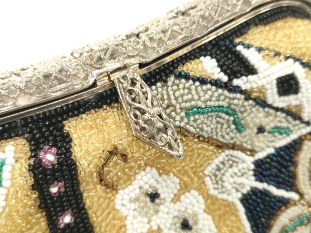 平和屋着物●極上　和装小物　和装バッグ　ビーズバッグ　洋花文　逸品　DZAA12247kh6