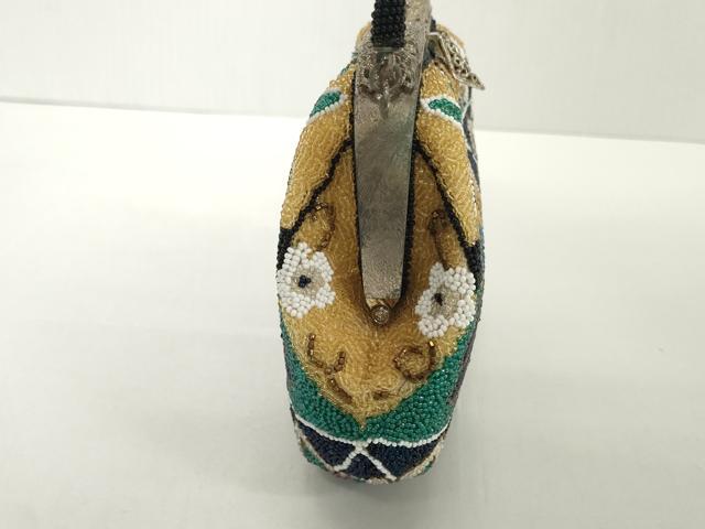平和屋着物●極上　和装小物　和装バッグ　ビーズバッグ　洋花文　逸品　DZAA12247kh6