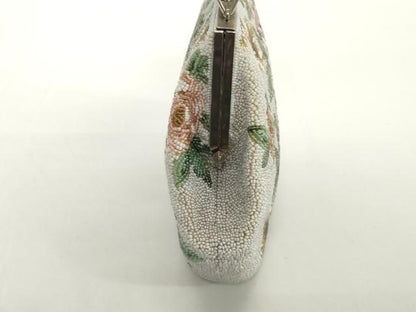 平和屋着物●極上　和装小物　和装バッグ　ビーズバッグ　薔薇　バラ　持ち手付き　レトロ　逸品　DZAA12249kh6