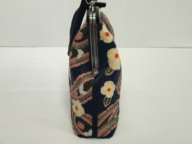 平和屋着物●極上　和装小物　和装バッグ　ビーズバッグ　ペイズリー花文　レトロ　逸品　DZAA12250kh6