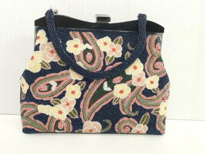 平和屋着物●極上　和装小物　和装バッグ　ビーズバッグ　ペイズリー花文　レトロ　逸品　DZAA12250kh6