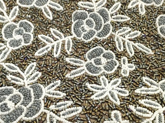 平和屋着物●極上　和装小物　和装バッグ　ビーズバッグ　草花　逸品　DZAA12251kh6