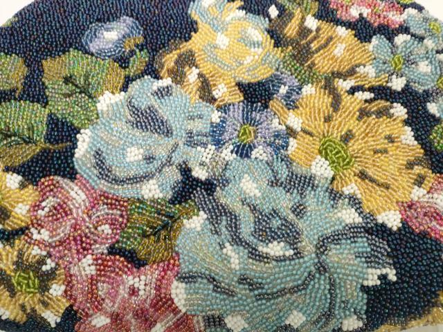 平和屋着物●極上　和装小物　和装バッグ　ビーズバッグ　草花　逸品　DZAA12252kh6
