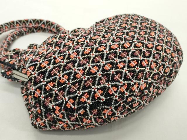 平和屋着物●極上　和装小物　和装バッグ　ビーズバッグ　菱　逸品　DZAA12253kh6
