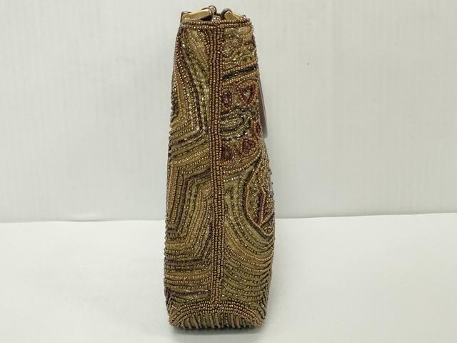 平和屋着物●極上　和装小物　和装バッグ　ハンドバッグ　ビーズバッグ　螺鈿　洋花文　持ち手付き　レトロ　逸品　DZAA12255kh6