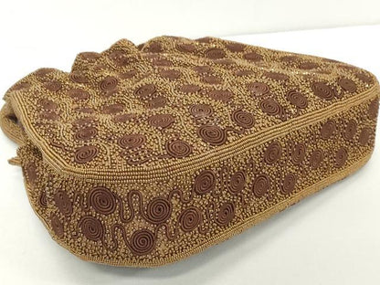 平和屋着物●極上　和装小物　和装バッグ　ハンドバッグ　ビーズバッグ　コード刺繍　渦　レトロ　逸品　DZAA12256kh6