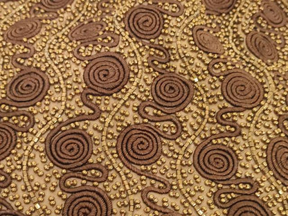 平和屋着物●極上　和装小物　和装バッグ　ハンドバッグ　ビーズバッグ　コード刺繍　渦　レトロ　逸品　DZAA12256kh6