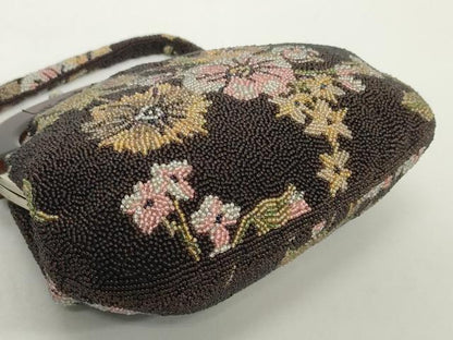 平和屋着物●極上　和装小物　和装バッグ　ビーズバッグ　草花文　がま口　レトロ　逸品　DZAA12258kh6