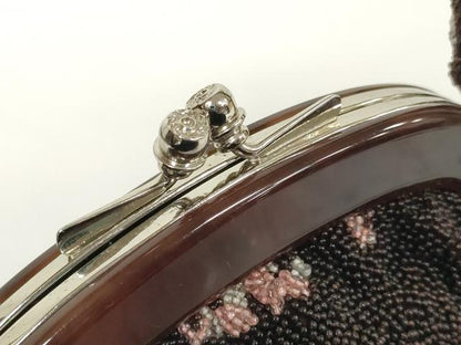 平和屋着物●極上　和装小物　和装バッグ　ビーズバッグ　草花文　がま口　レトロ　逸品　DZAA12258kh6