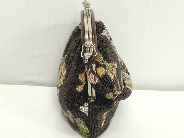 平和屋着物●極上　和装小物　和装バッグ　ビーズバッグ　草花文　がま口　レトロ　逸品　DZAA12258kh6