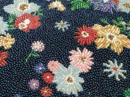 平和屋着物●極上　和装小物　和装バッグ　ビーズバッグ　草花文　がま口　レトロ　逸品　DZAA12259kh6