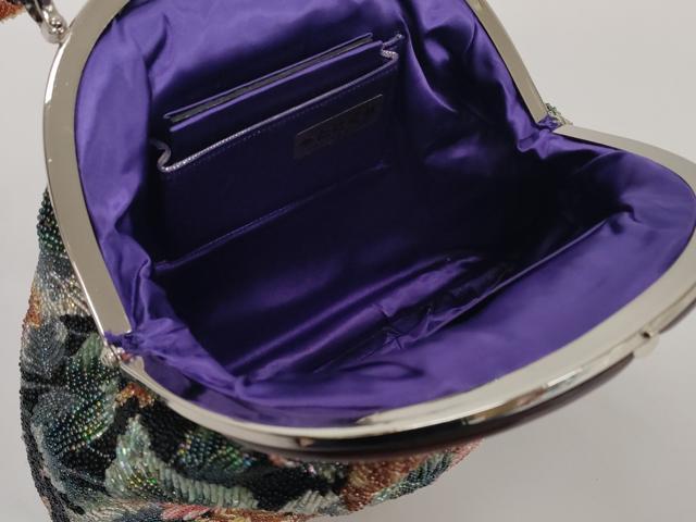 平和屋着物●極上　和装小物　和装バッグ　ビーズバッグ　手刺繍　草花文　レトロ　逸品　DZAA12260kh6