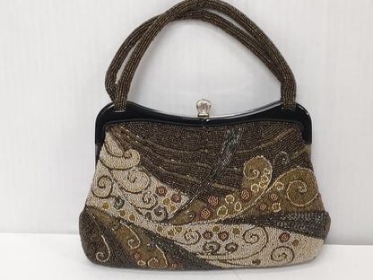 平和屋着物●極上　和装小物　ビーズバッグ　唐草　がま口　レトロ　逸品　DZAA12261kh6