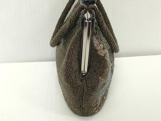 平和屋着物●極上　和装小物　和装バッグ　ビーズバッグ　樹林文　持ち手付き　がま口　レトロ　逸品　DZAA12263kh6