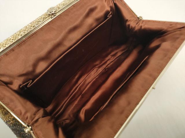 平和屋着物●極上　和装小物　和装バッグ　ビーズバッグ　草花文　持ち手付き　レトロ　逸品　DZAA12270kh6
