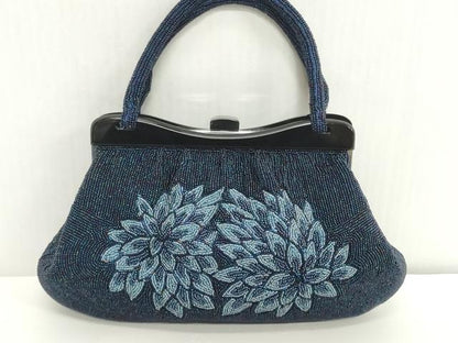 平和屋着物●極上　和装小物　和装バッグ　ビーズバッグ　花　持ち手付き　がま口　レトロ　逸品　DZAA12271kh6