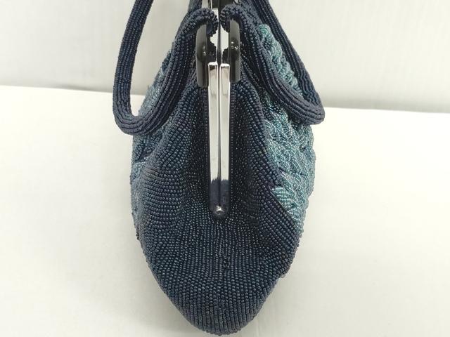 平和屋着物●極上　和装小物　和装バッグ　ビーズバッグ　花　持ち手付き　がま口　レトロ　逸品　DZAA12271kh6
