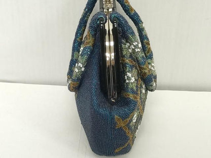 平和屋着物●極上　和装小物　和装バッグ　ビーズバッグ　花　菱　持ち手付き　がま口　レトロ　逸品　DZAA12272kh6