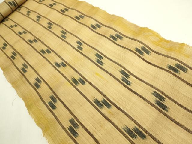 平和屋本店●極上　夏物　芭蕉布　手積み芭蕉糸100％　名古屋帯　帯反物　縞　逸品　未使用　DZAA12282kh6