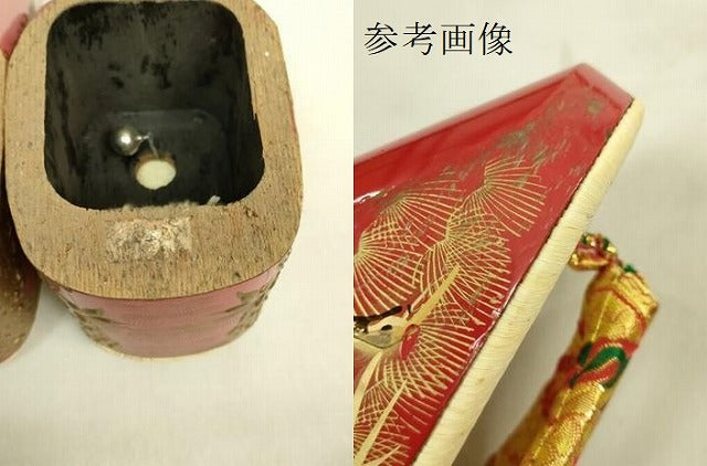 平和屋着物●極上　和装小物　ぽっくり下駄　こっぽり・おこぼ下駄　金蒔絵　飛鶴　21cm　逸品　DZAA12343kh6