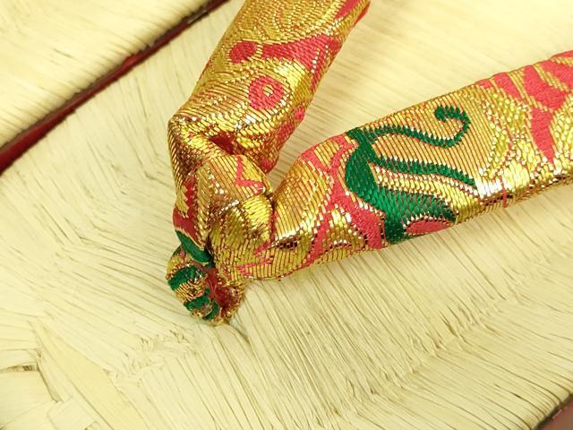 平和屋着物●極上　和装小物　ぽっくり下駄　こっぽり・おこぼ下駄　金蒔絵　飛鶴　21cm　逸品　DZAA12343kh6