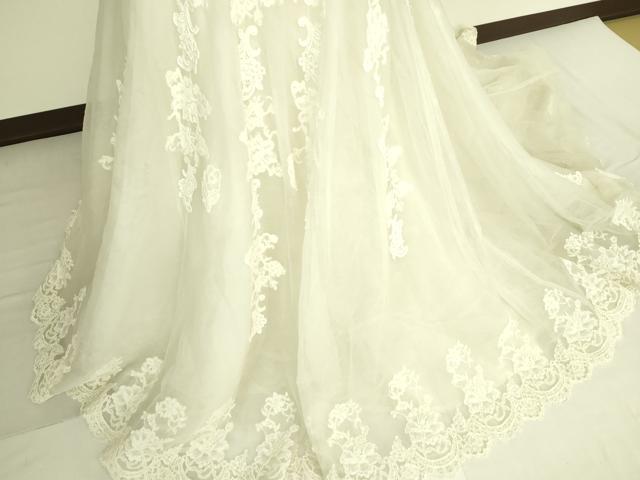 平和屋本店●極上　ウェディングドレス　婚礼　結婚式　披露宴　花嫁　演奏会　発表会　レース　ビーズ　チュール　逸品　DZAA12372kh6