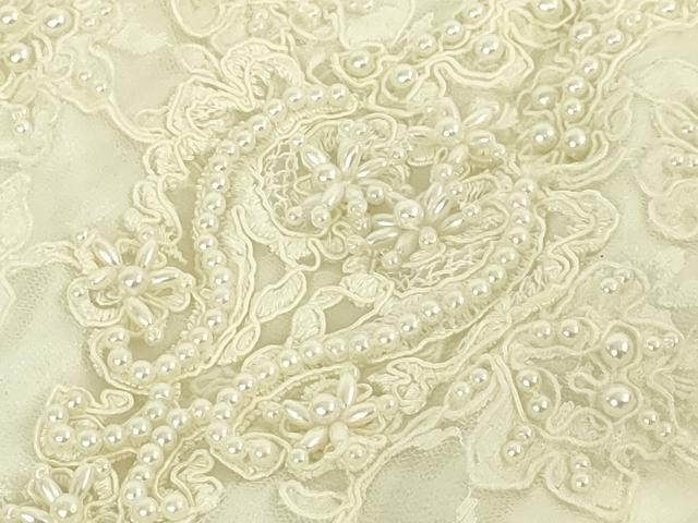 平和屋本店●極上　ウェディングドレス　婚礼　結婚式　披露宴　花嫁　演奏会　発表会　レース　ビーズ　チュール　逸品　DZAA12372kh6