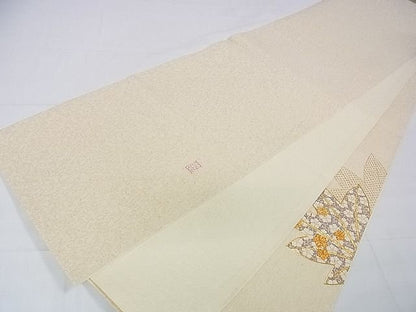 平和屋本店■極上　十日町 名門青柳高級ブランド　大喜百花　太鼓柄袋帯　駒刺繍　楓花文　金彩　やまと誂製　逸品　未使用　DZAA1237kh4 - 平和屋