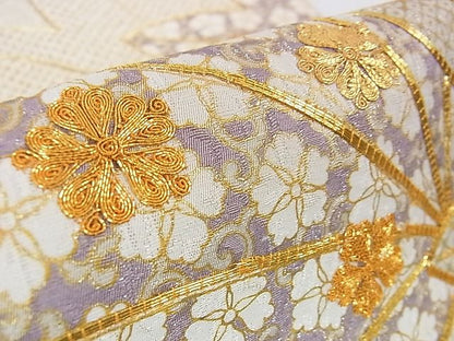 平和屋本店■極上　十日町 名門青柳高級ブランド　大喜百花　太鼓柄袋帯　駒刺繍　楓花文　金彩　やまと誂製　逸品　未使用　DZAA1237kh4 - 平和屋