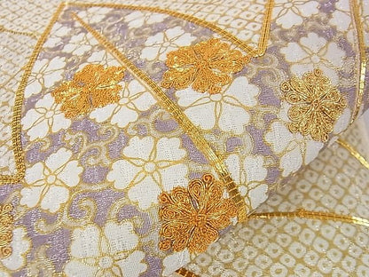 平和屋本店■極上　十日町 名門青柳高級ブランド　大喜百花　太鼓柄袋帯　駒刺繍　楓花文　金彩　やまと誂製　逸品　未使用　DZAA1237kh4 - 平和屋
