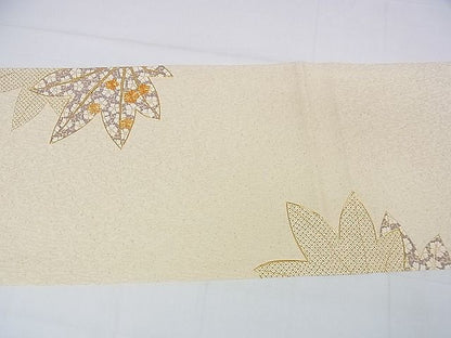 平和屋本店■極上　十日町 名門青柳高級ブランド　大喜百花　太鼓柄袋帯　駒刺繍　楓花文　金彩　やまと誂製　逸品　未使用　DZAA1237kh4 - 平和屋