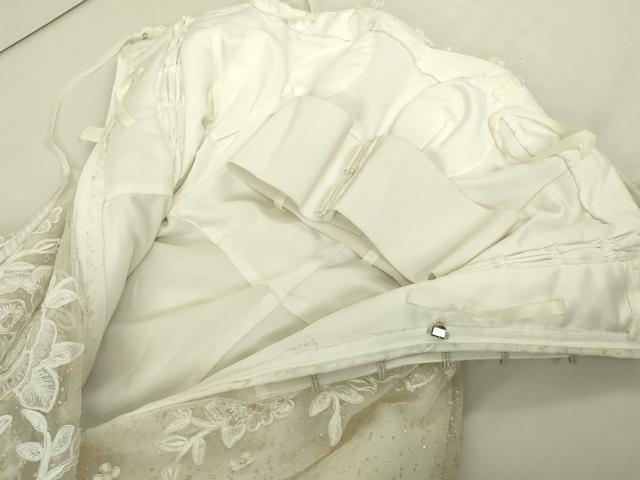 平和屋本店●極上　ウェディングドレス　婚礼　結婚式　披露宴　花嫁　レース　チュール　刺繍　ラインストーン　逸品　DZAA12392kh6