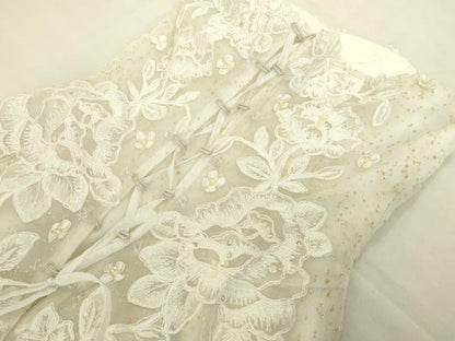 平和屋本店●極上　ウェディングドレス　婚礼　結婚式　披露宴　花嫁　レース　チュール　刺繍　ラインストーン　逸品　DZAA12392kh6