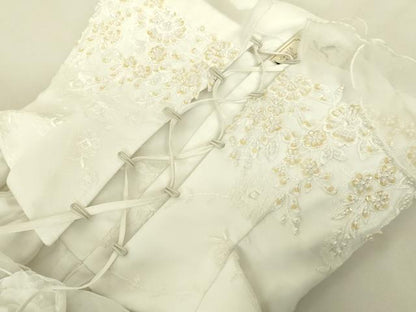平和屋本店●極上　ウェディングドレス　婚礼　結婚式　披露宴　花嫁　レース　チュール　刺繍　ビーズ　スパンコール　逸品　DZAA12398kh6