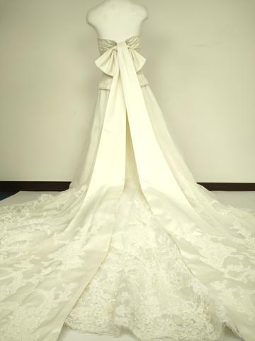 平和屋本店●極上　ウェディングドレス　婚礼　結婚式　披露宴　花嫁　リボン　ビーズ　レース　チュール　逸品　DZAA12400kh6