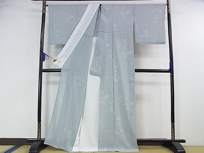 平和屋本店■極上　洗える最高級着物　＜英＞はなぶさ謹製　小紋　単衣　枝葉文　たとう紙付き　逸品　DZAA1306kh4 - 平和屋
