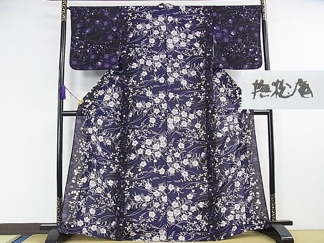 平和屋本店■極上　夏物　撫松庵　小紋・浴衣兼用　絽縮緬　秋草文　洗える着物　逸品　DZAA1317kh4 - 平和屋
