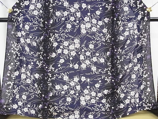 平和屋本店■極上　夏物　撫松庵　小紋・浴衣兼用　絽縮緬　秋草文　洗える着物　逸品　DZAA1317kh4 - 平和屋