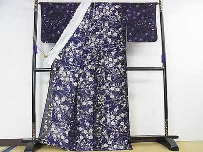 平和屋本店■極上　夏物　撫松庵　小紋・浴衣兼用　絽縮緬　秋草文　洗える着物　逸品　DZAA1317kh4 - 平和屋