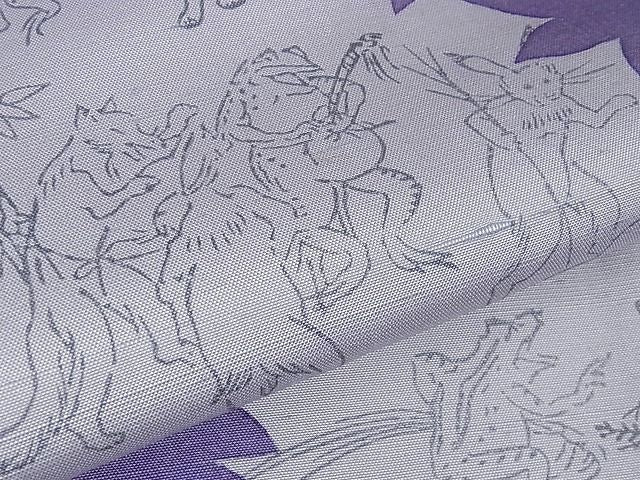 平和屋本店■極上　手彫木版染　佐伯武晴　訪問着　紬地　鳥獣戯画　やまと金ラベル　逸品　未使用　DZAA1447kh4 - 平和屋