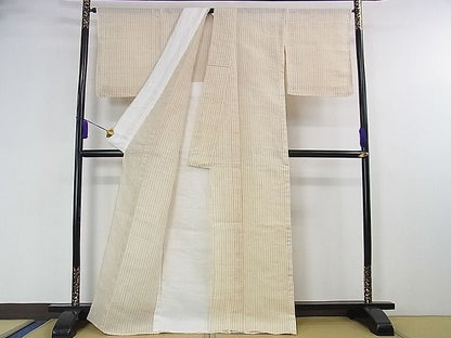 平和屋本店■希少　夏物　沖縄県無形文化財指定 本場八重山上布 麻　草木染　手織　間道　証紙付き　逸品　未使用　DZAA1463kh4 - 平和屋