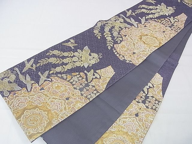 平和屋本店■極上　山口美術織物　皇室　伊勢神宮御用　西陣織　六通柄袋帯　螺鈿花鳥華文　金銀糸　逸品　DZAA1522kh4 - 平和屋