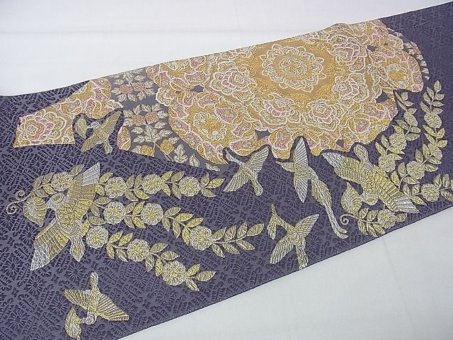 平和屋本店■極上　山口美術織物　皇室　伊勢神宮御用　西陣織　六通柄袋帯　螺鈿花鳥華文　金銀糸　逸品　DZAA1522kh4 - 平和屋