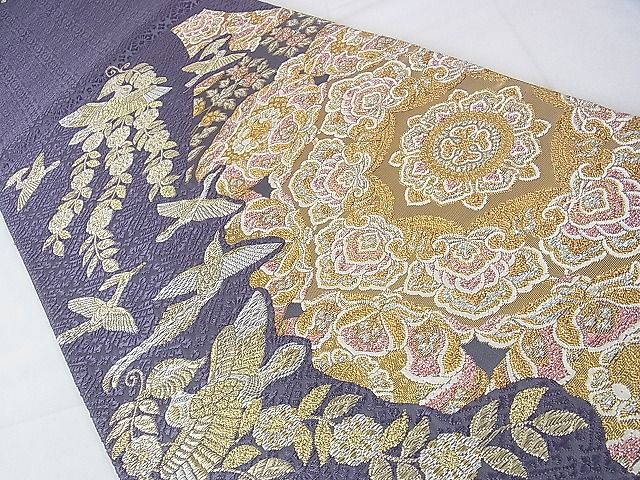 平和屋本店■極上　山口美術織物　皇室　伊勢神宮御用　西陣織　六通柄袋帯　螺鈿花鳥華文　金銀糸　逸品　DZAA1522kh4 - 平和屋